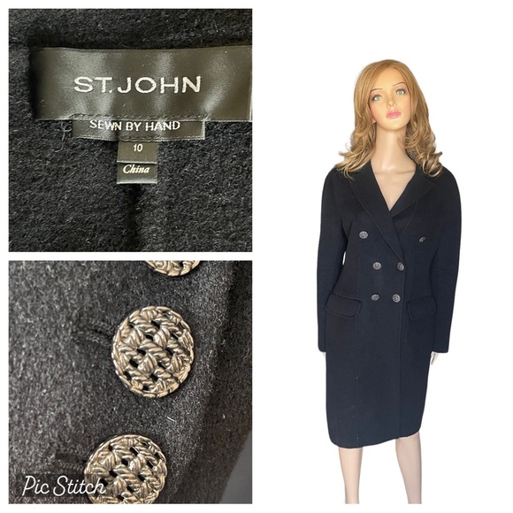 ST.JOHN
SEWN BY HAND wool black large coat size 10 - Picture 1 of 16
